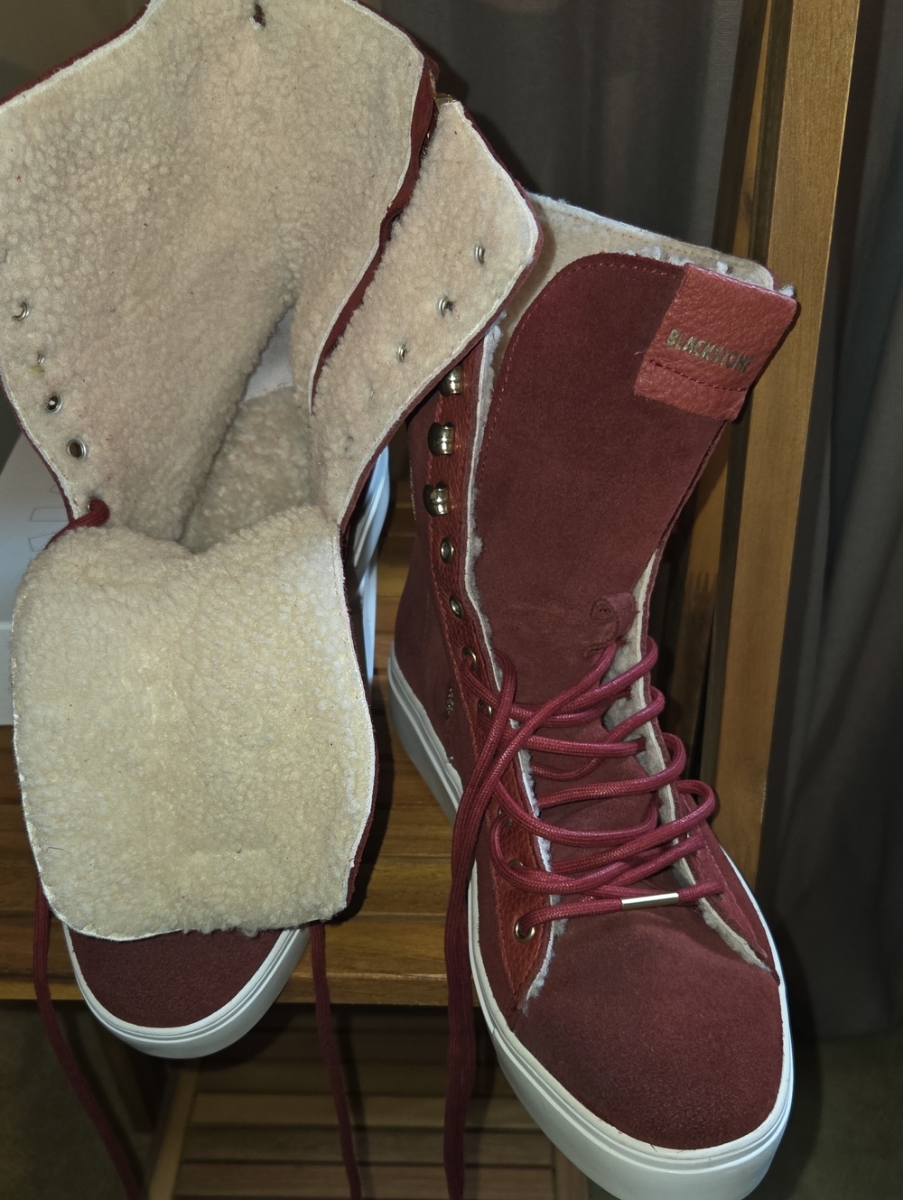 Shearling Blackstone US 10 EU 41 Wine Sneaker Boot High Top J15-2